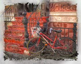 Red Bike and Stoop Stylized